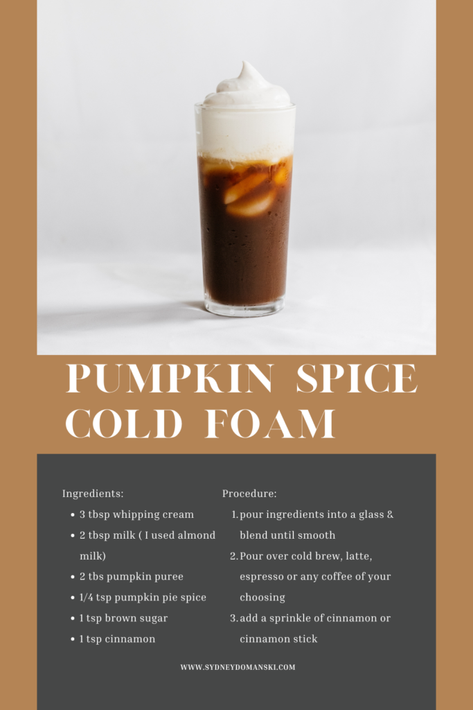 Pumpkin Spice Cold Foam Recipe Card